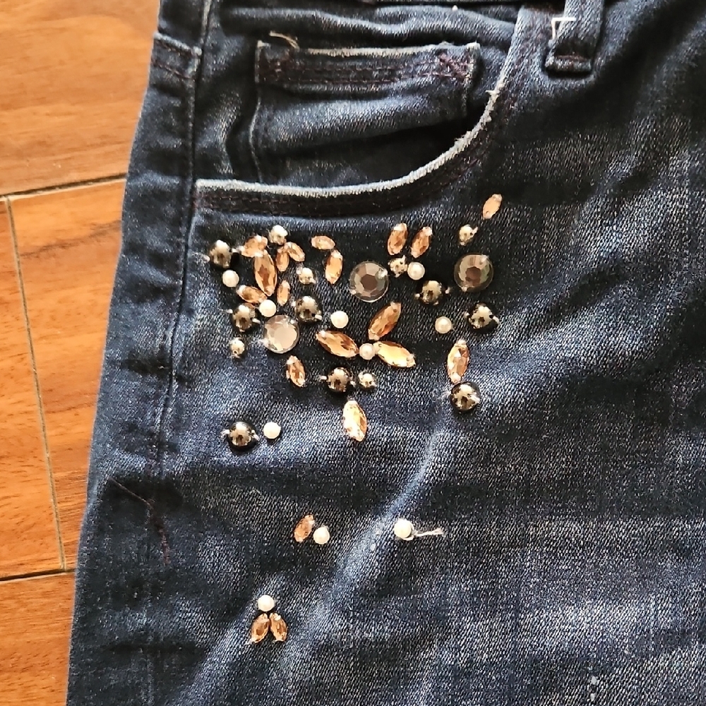 EXPRESS Embellished Dark Blue Jeans